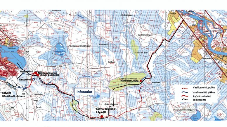 Noin 4 000 talkootyötuntia vaatinut Jäälin Koiteli-reitti alkaa olla valmis. Erämaalatua päästään tänä talvena jo Koiteliin saakka. (Kuva: Kiimingin-Jäälin vesienhoitoyhdistys)