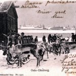 Porokyyti määränpäässä Oulussa. Tämä kortti on lähetetty neiti Wilhelmiinalle Liminkaan vuonna 1908.