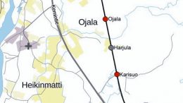 Väyläviraston ratasuunnitelmassa esitetään poistettavaksi Miettusen, Halkolan, Karisuon, Harjulan, Ojalan ja Seipiön tasoristeykset. (Kartta: Väylävirasto)