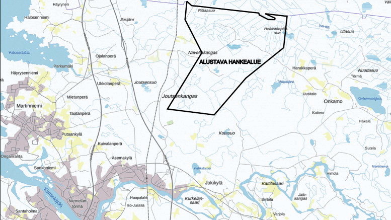 Alustava hanke-alue ei eroa juurikaan tämän hetkisestä.