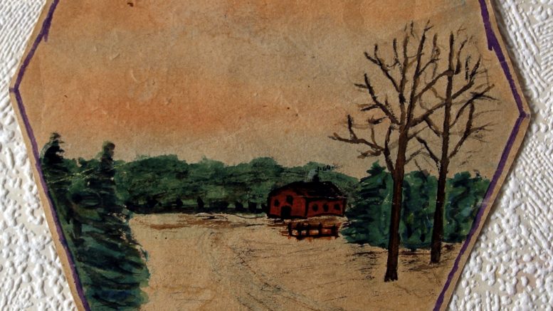 Onkohan piirustukseen kuvattu Putaankylän maalaismaisemaa sata vuotta sitten?