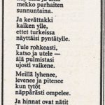 Mikseipä lehti-ilmoitus voisi olla runomuotoinenkin. Ilmoitus Rantapohjassa 12.4.1979.