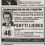 Suomessa käytiin eduskuntavaalit keväällä 1979. Ne näkyivät ilmoitteluna myös Rantapohjan sivuilla. Kuvan ilmoitukset julkaistiin lehdessä 1.3.1979.