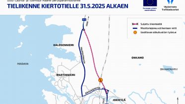 Liikenne ohjataan kiertotielle 31.5. alkaen. Kuva: Väylävirasto