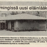 Ylikiiminkiin oli valmistunut uusi komea eläinlääkäritalo syksyllä 1978. Eläinlääkärinä oli aloittanut Yrjö Väyrynen. Taloa on nyttemmin remontoitu ja se on asuinkäytössä. Irtokuva Rantapohjassa 18.1.1979.