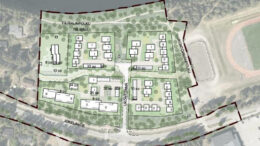 Asuinalue tulee Jokelantien varteen Kiiminkijoen törmälle entisen Kivikoulun alueelle. Haukiputaan taajamakeskus sijoittuu vasemmalle ja keskusurheilukentän alue oikealle. Kuva uuden asuinalueen maankäytön viitesuunnitelmasta. (Arkkitehtitoimisto Harris ja Kjisik).