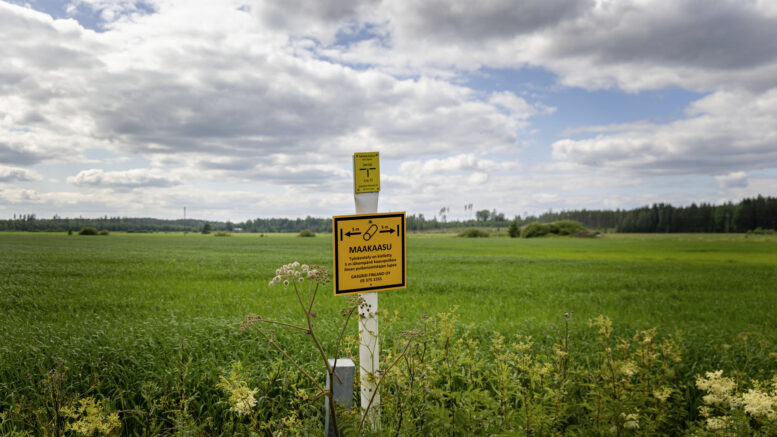 Putki kaivetaan maan alle, joten avomaastossa sitä ei huomaa, mutta metsään jää kymmenen metrin levyinen kaistale, jossa ei voi kasvattaa metsää. Kuva: Gasgrid
