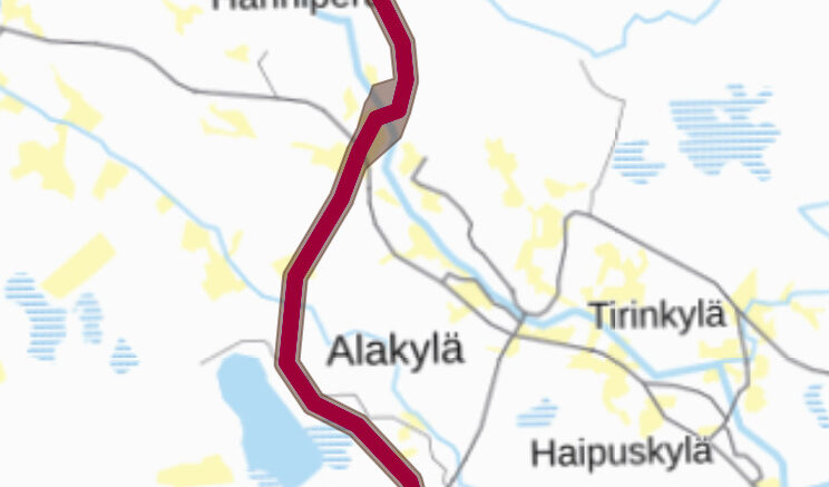 Vetyputken reitti Rantapohjan alueella Oulussa. Kuva: Gasgrid