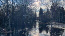 Tulva nousi myös Lampelantielle. Kuva: Jari Leskelä