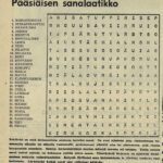 Rantapohja oli pääsiäisen alla vuonna 1976 innostunut julkaisemaan viihdettä! Ratkottavana oli pääsiäsaiheinen sanalaatikko. Rantapohja 15.4.1976.