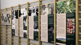 Lainattavissa oleva näyttely on tiivistetty kohtalaisen pieneen kokoon, mutta asiaa tauluihin sisältyy silti runsaasti. Pohjois-Iissä oli näyttelyn oheen tuotu myös yksityishenkilön kyläyhdistykselle lahjoittama punainen esiliina, johon on painettu lukuisia iiläisiä sanontoja ja lausahduksia. Kuvat: Ritva Piri