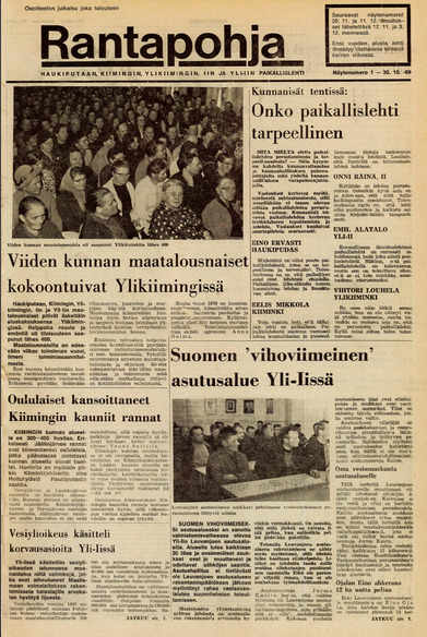 Ensimmäinen Rantapohja ilmestyi 30.10.1969.