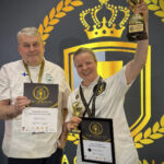 Katja Körkkö tuli toiseksi Pizza Champion Cupin gourmet-sarjassa. Vasemmalla hänen valmentajansa Heikki Sikström.